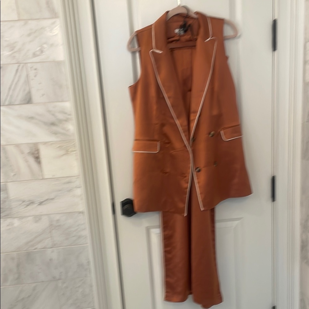 Jason Wu Satin Rust Pants & Jumpsuit Set